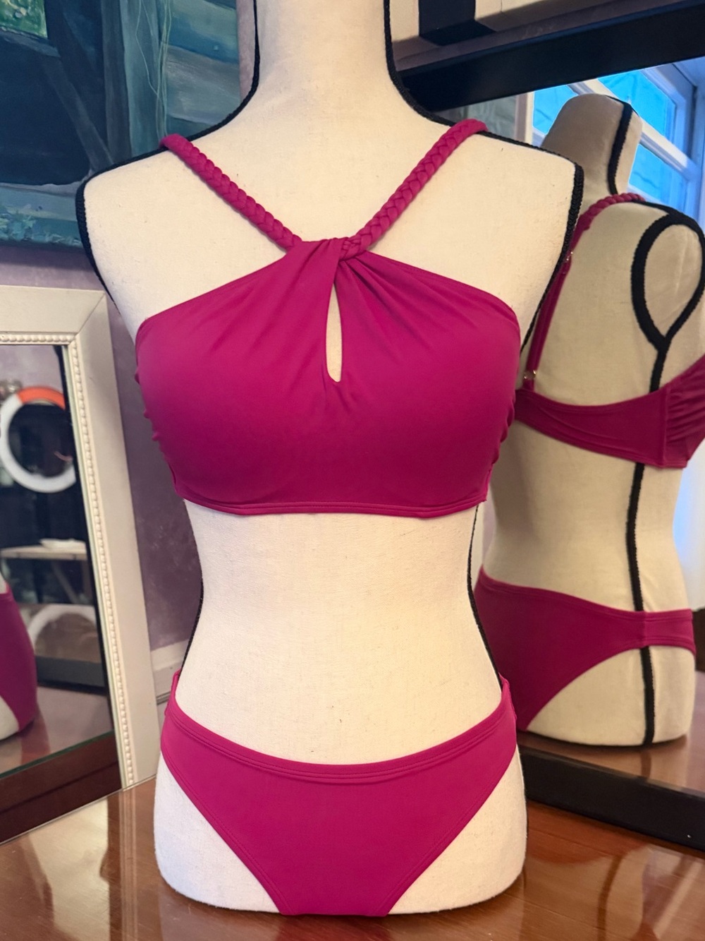 SZ SX Braided-Strap Magenta Two-Piece Bikini
